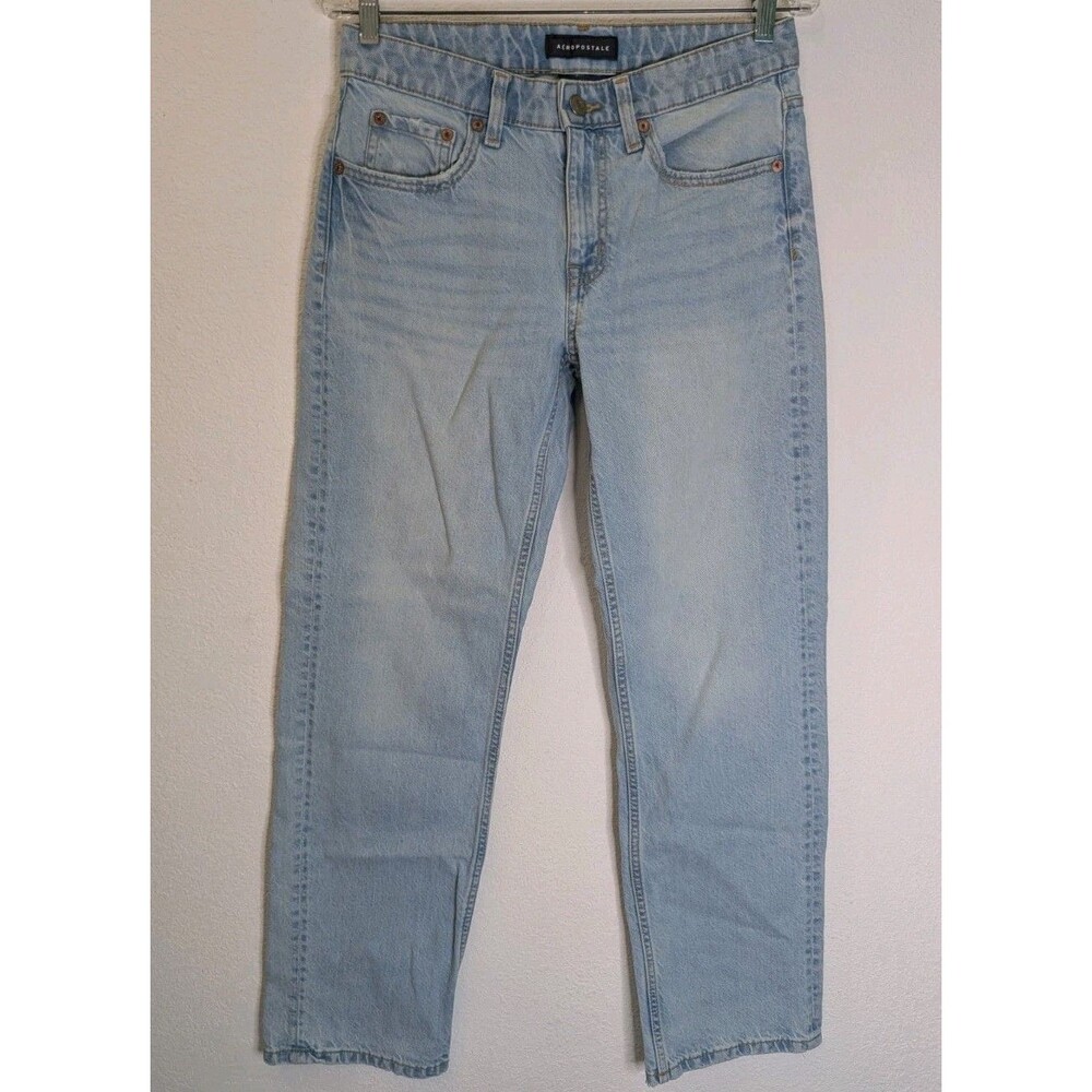 Aeropostale Women's Light Blue Low Rise Baggy Size 4R (33x31) Jeans Pants (243m)